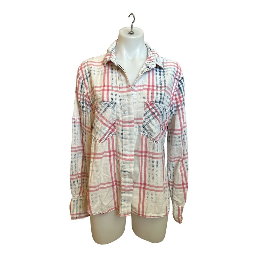 Cloth & Stone 100% Cotton Pink and White Button Up Shirt Normcore